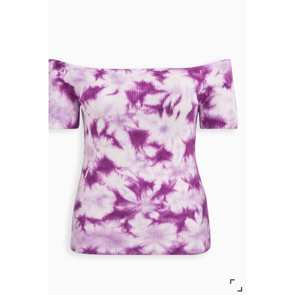 Torrid Pullover Off-Shoulder Short Sleeve Sweater Tie Dye Pink Purple sz 2X - Picture 2 of 8